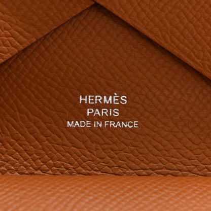 Hermes Epsom Calvi Duo Card Case Gold 6 of 9