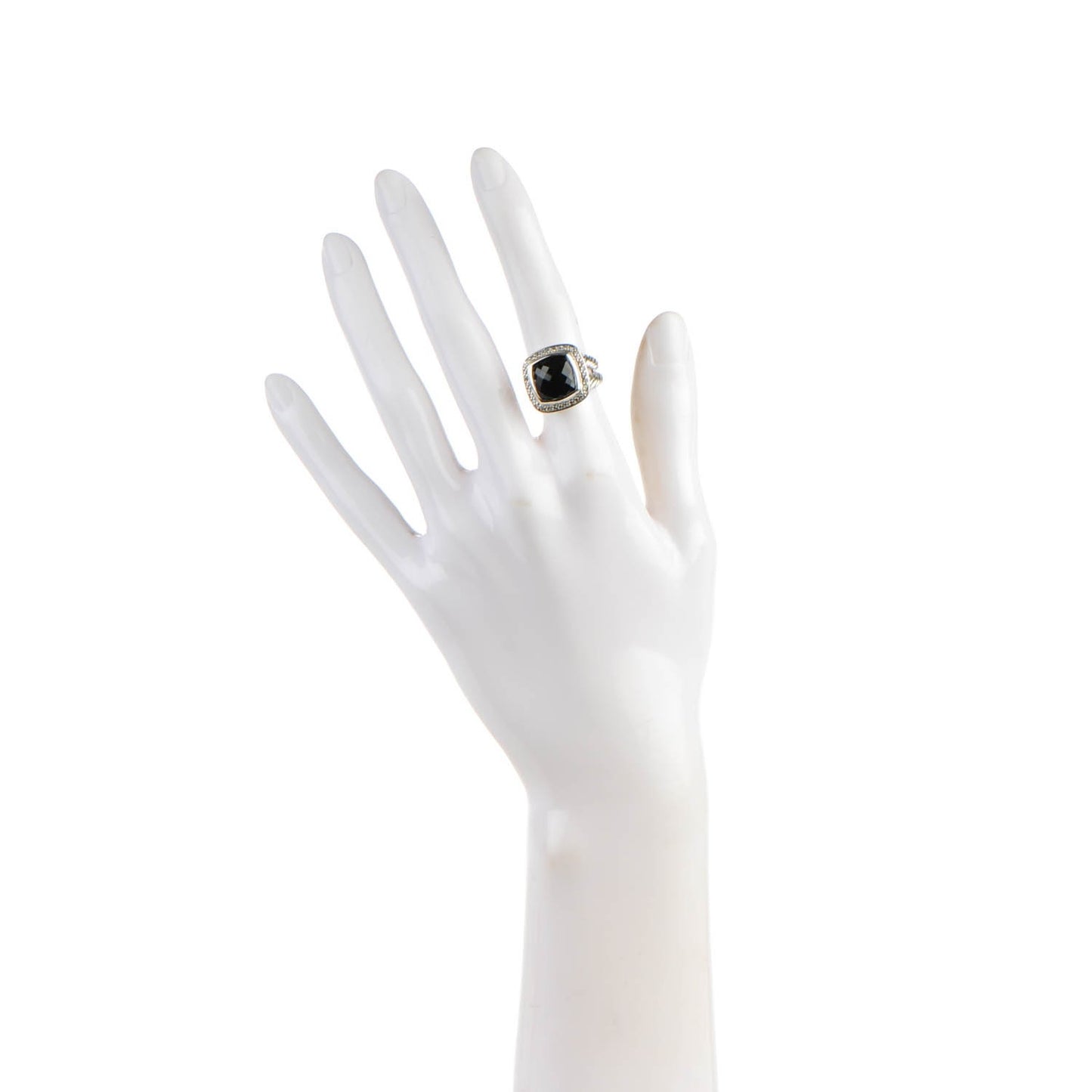 Sterling Silver Diamond Black Onyx 11mm Albion Ring 49 5