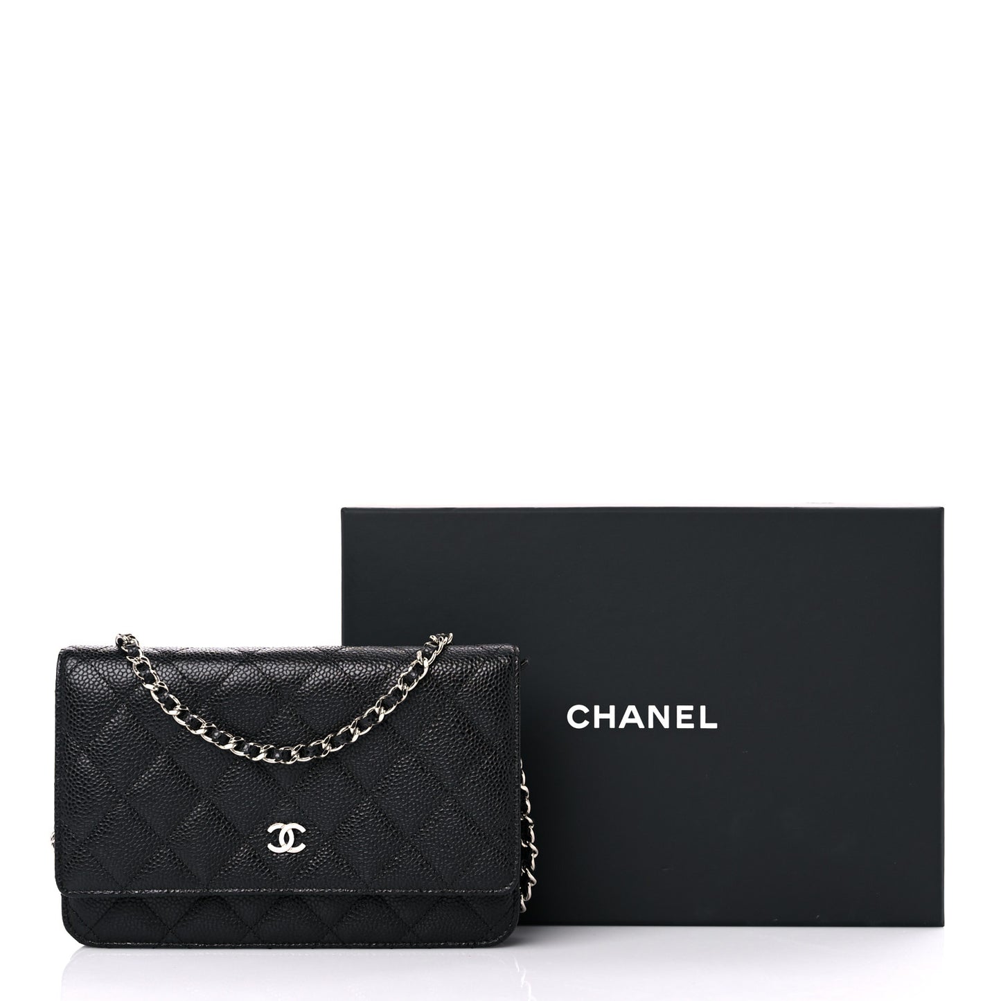 Caviar Quilted Wallet On Chain WOC Black
