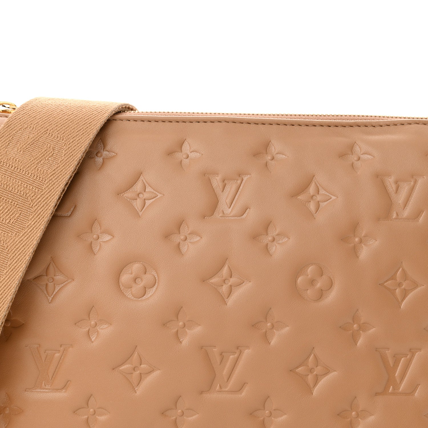 Louis Vuitton Lambskin Embossed Monogram Coussin PM Camel 8 of 10
