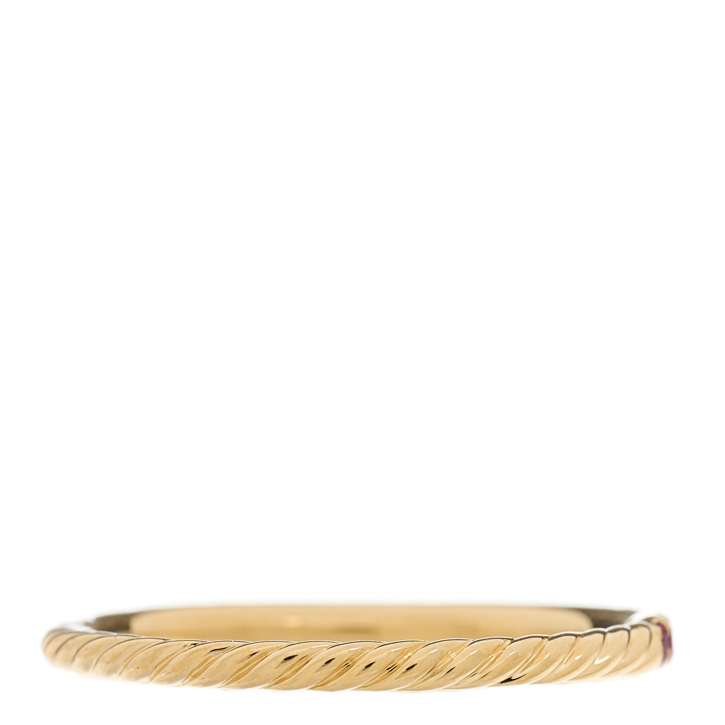 David Yurman 18K Yellow Gold Ruby 2mm Pave Cable Collectibles Stack Ring 60 9 3 of 4
