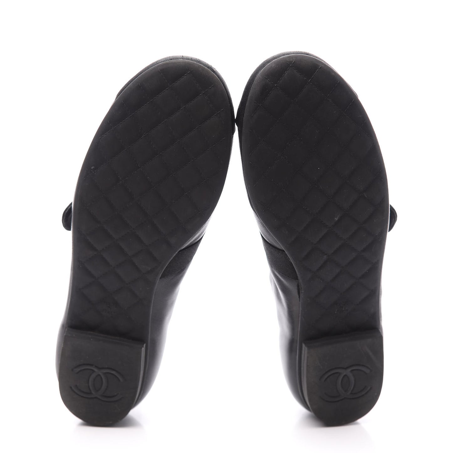 Lambskin Grosgrain Pearl Cap Toe Ballerina Flats 35 Black