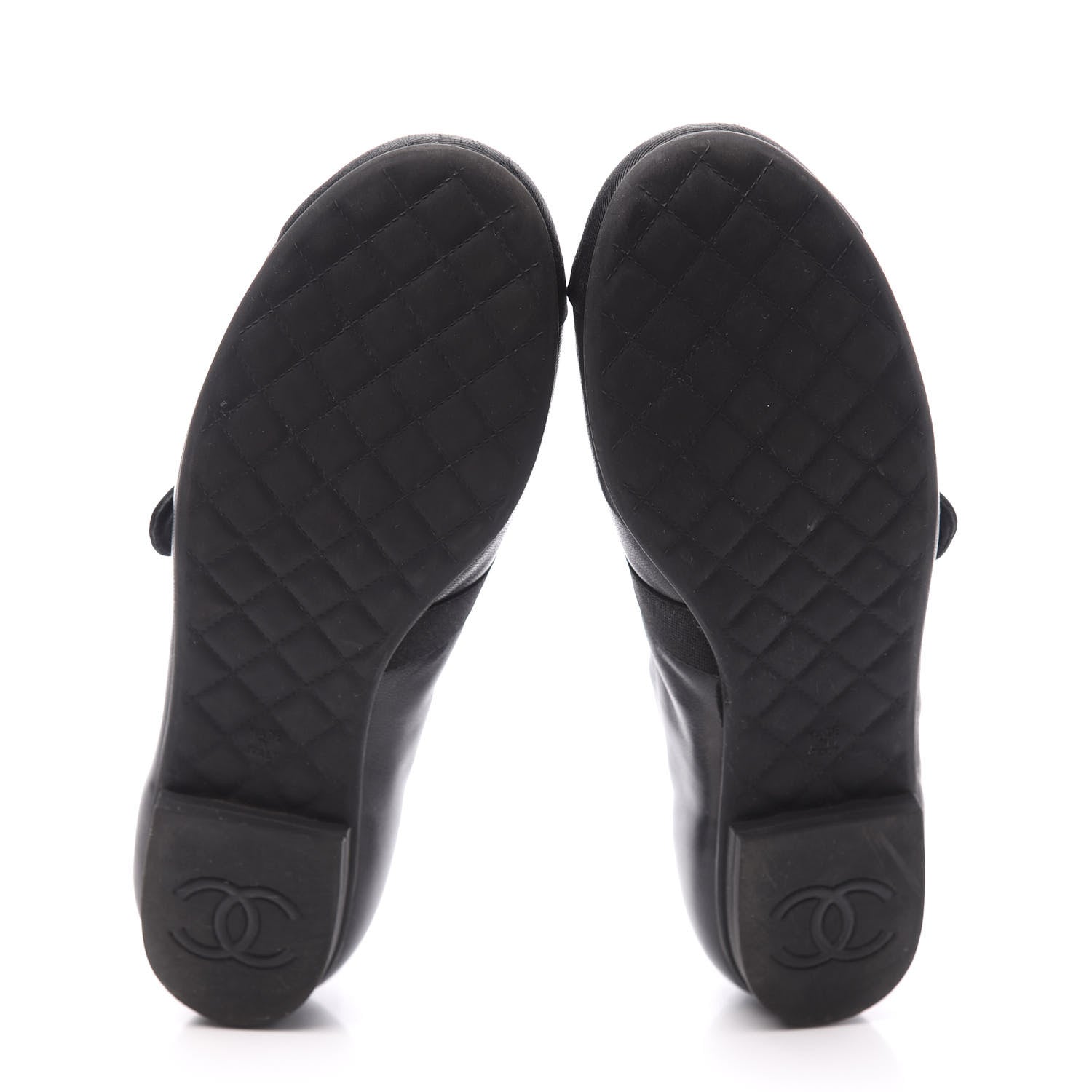 Chanel Lambskin Grosgrain Pearl Cap Toe Ballerina Flats 35 Black 6 of 11