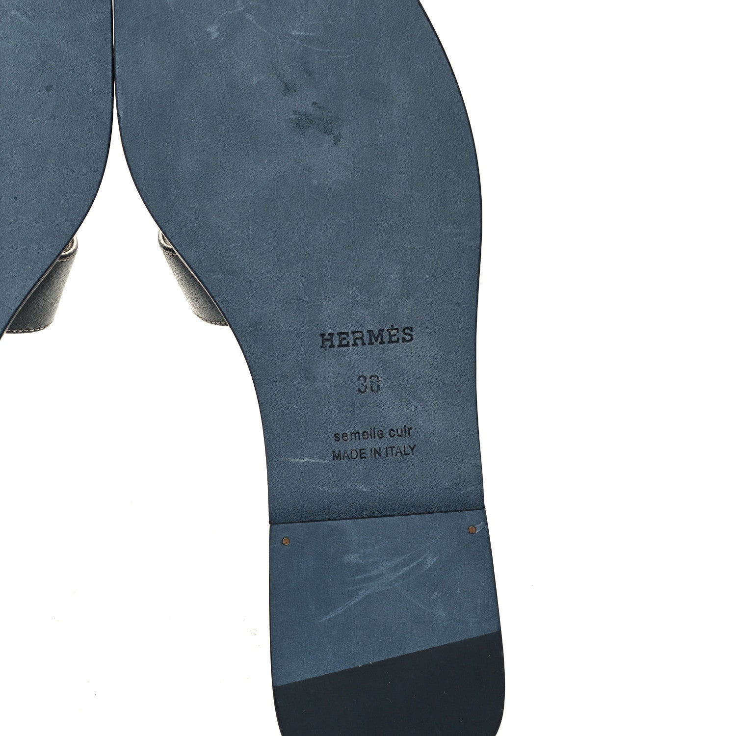 Hermes Box Calfskin Oran Sandals 38 Black 8 of 11