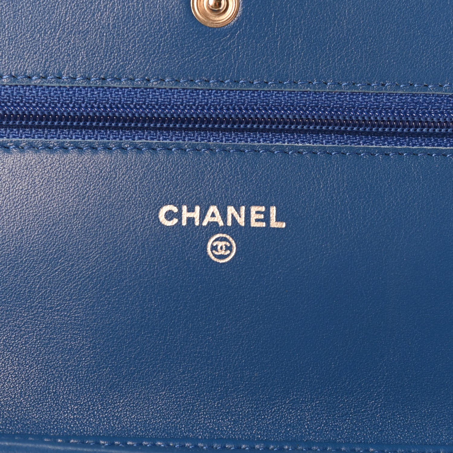 Chanel Patent Quilted Wallet On Chain WOC Dark Blue 5 of 9