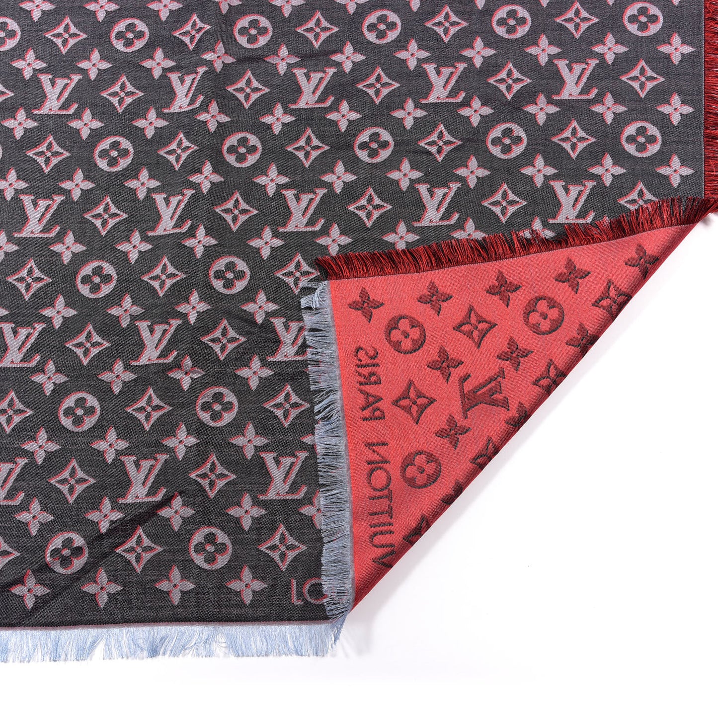 Silk 3D Monogram Shawl Charcoal Grey