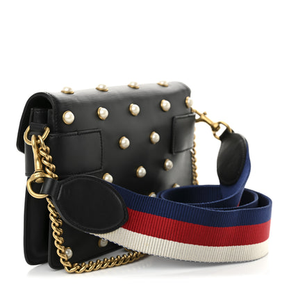 Gucci Nappa Pearl Studded Mini Queen Margaret Broadway Shoulder Bag Black 3 of 10