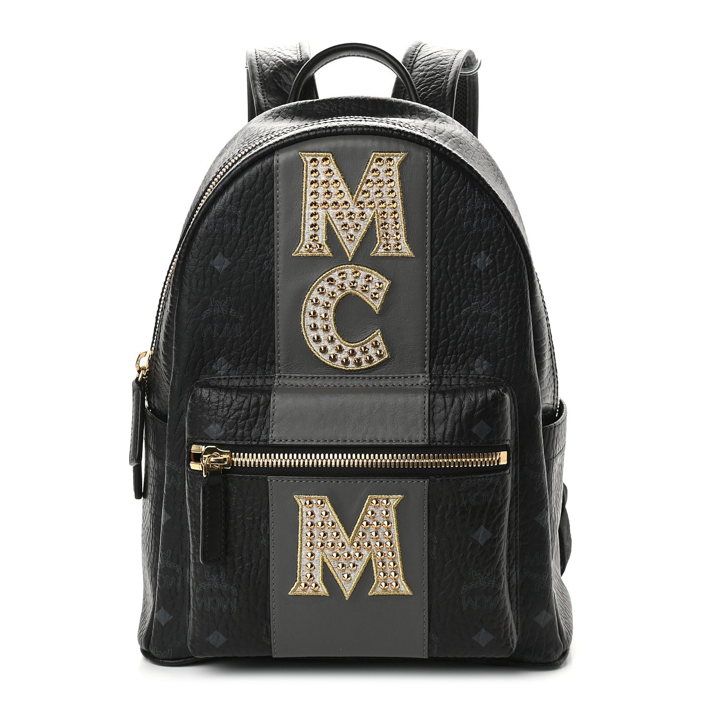 Visetos Studded Small Studded Logo Stripe Backpack Black