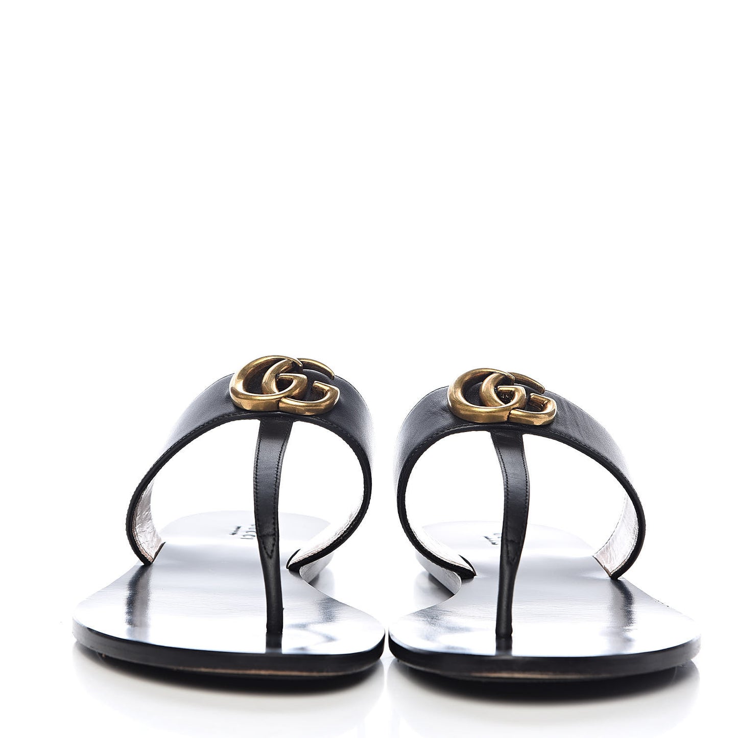 Calfskin GG Marmont Thong Sandals 41 Black