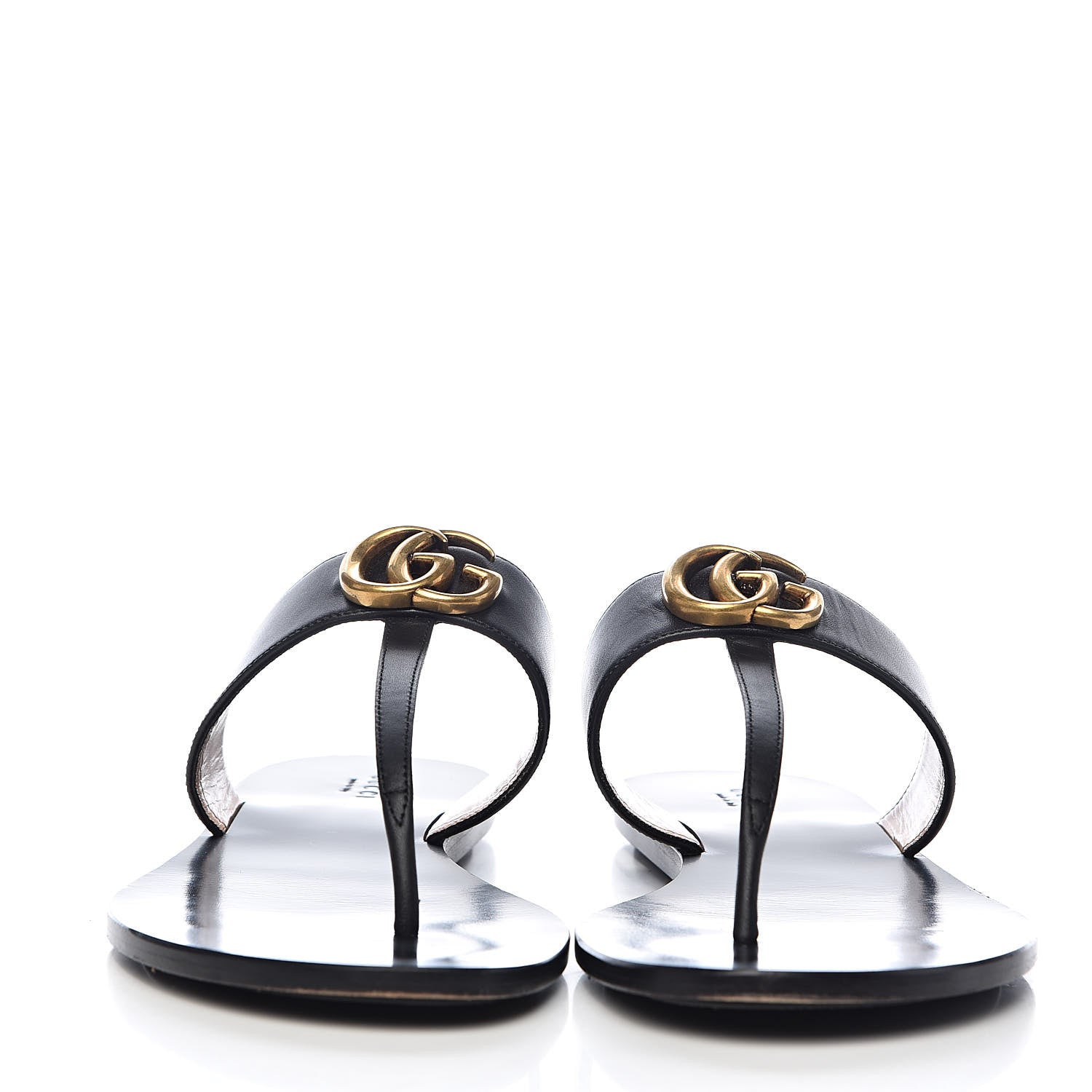 Gucci Calfskin GG Marmont Thong Sandals 41 Black 2 of 14