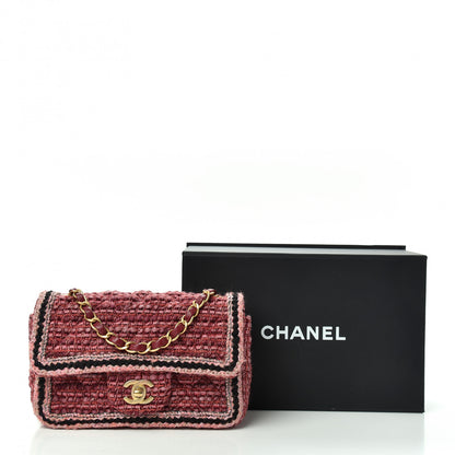 Chanel Tweed Quilted Mini Rectangular Flap Pink Red Multicolor 9 of 9