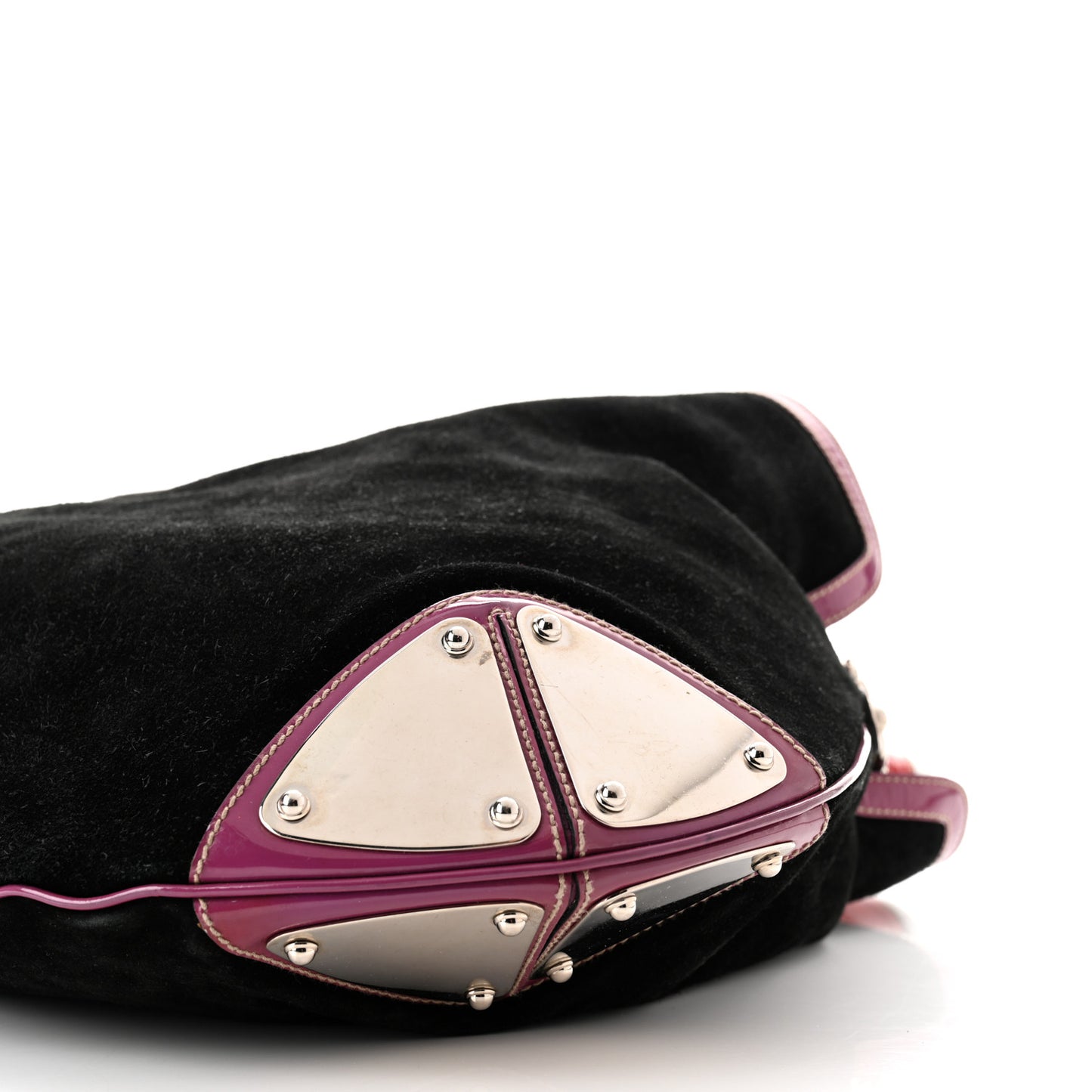 Suede Large Indy Top Handle Hobo Black Purple Red
