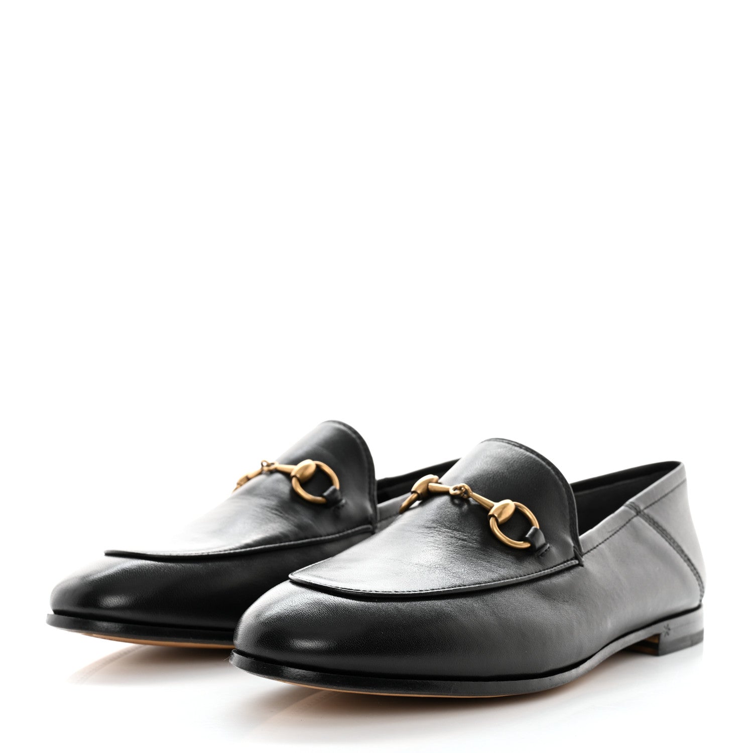 Gucci Lambskin Womens Brixton Horsebit Loafers 37 Black 3 of 9