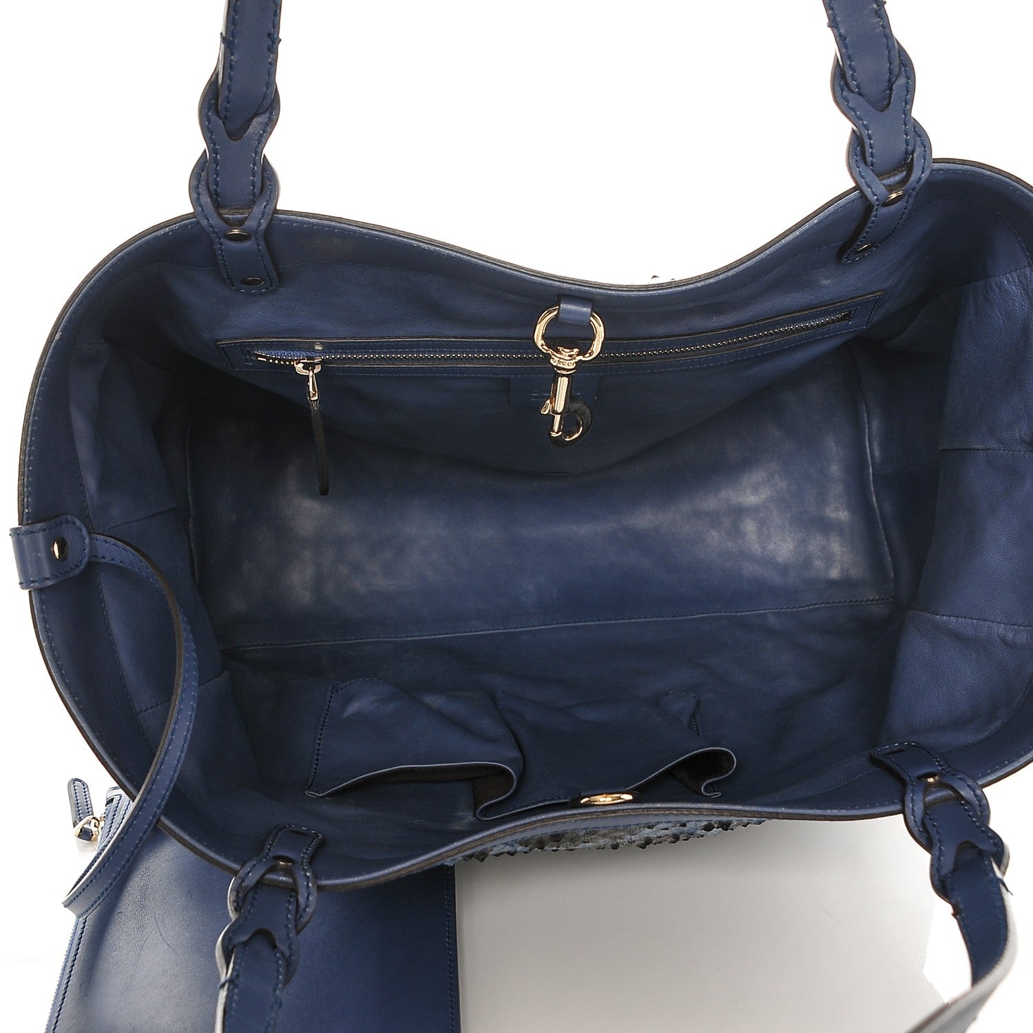 Gucci Python Medium Craft Tote Blue 6 of 9
