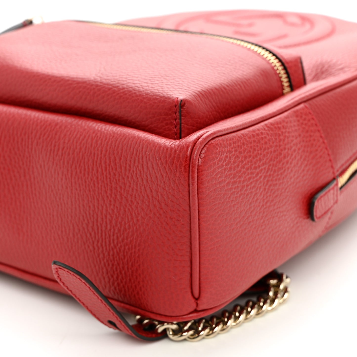 Pebbled Calfskin Soho Chain Backpack Hibiscus Red