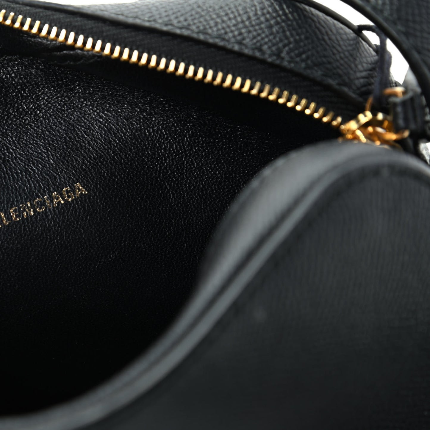 Signature Grained Calfskin Logo XS Ville Camera Bag Black White