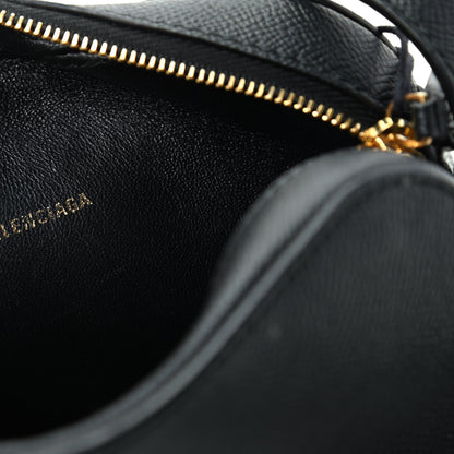 Balenciaga Signature Grained Calfskin Logo XS Ville Camera Bag Black White 8 of 9