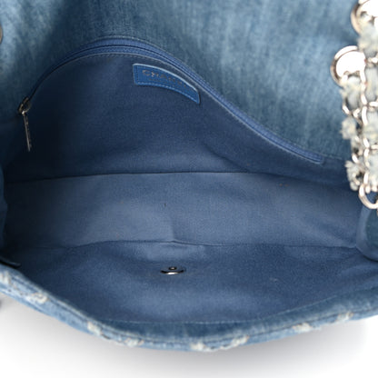 Chanel Frayed Denim Quilted Large Blue Chip Flap Blue 5 of 13