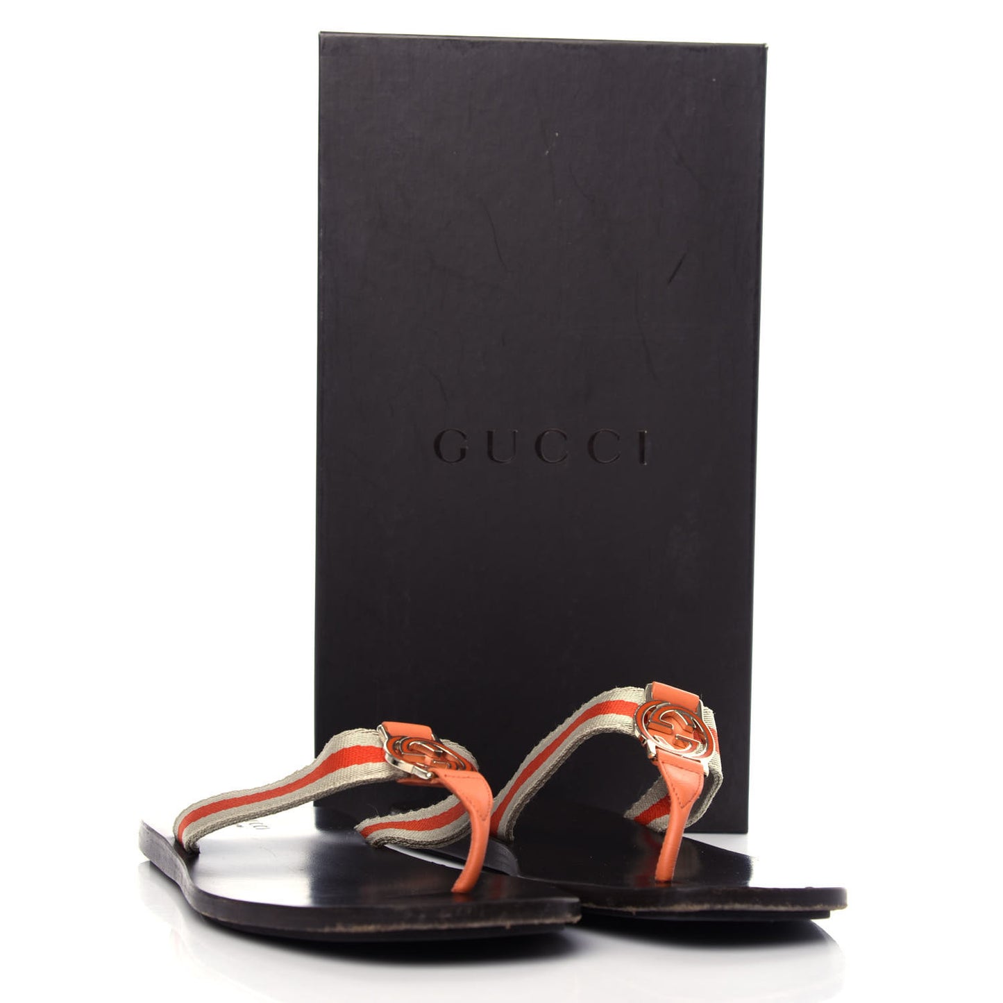 Nylon Calfskin Web Womens Thong Sandals 36.5 Papaya Cocoa