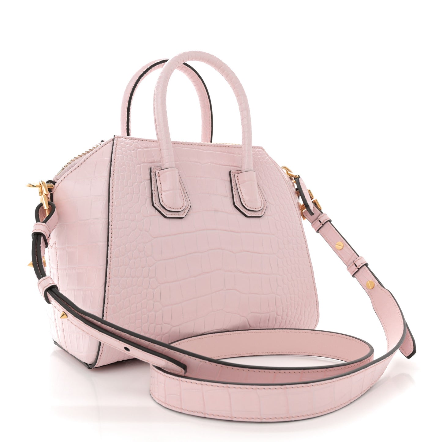 Calfskin Crocodile Embossed Mini Antigona Pink