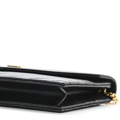 Saint Laurent Grain De Poudre Matelasse Chevron Monogram Envelope Chain Wallet Black 9 of 9