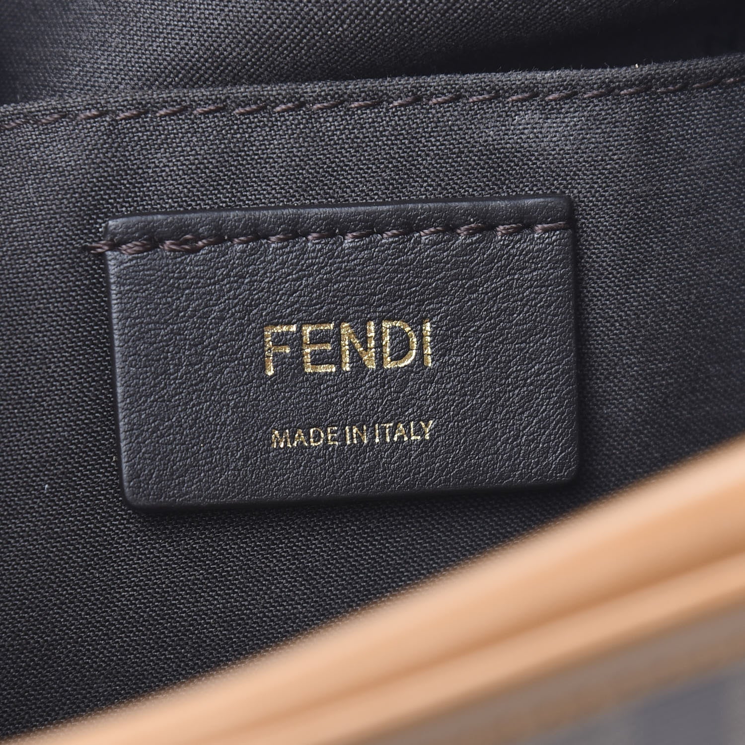 Fendi Glazed Fabric Vitello Century FF 1974 Stamp Patch Camera Case Mogano Panna Caramello 5 of 11