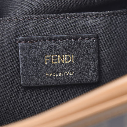 Fendi Glazed Fabric Vitello Century FF 1974 Stamp Patch Camera Case Mogano Panna Caramello 5 of 11