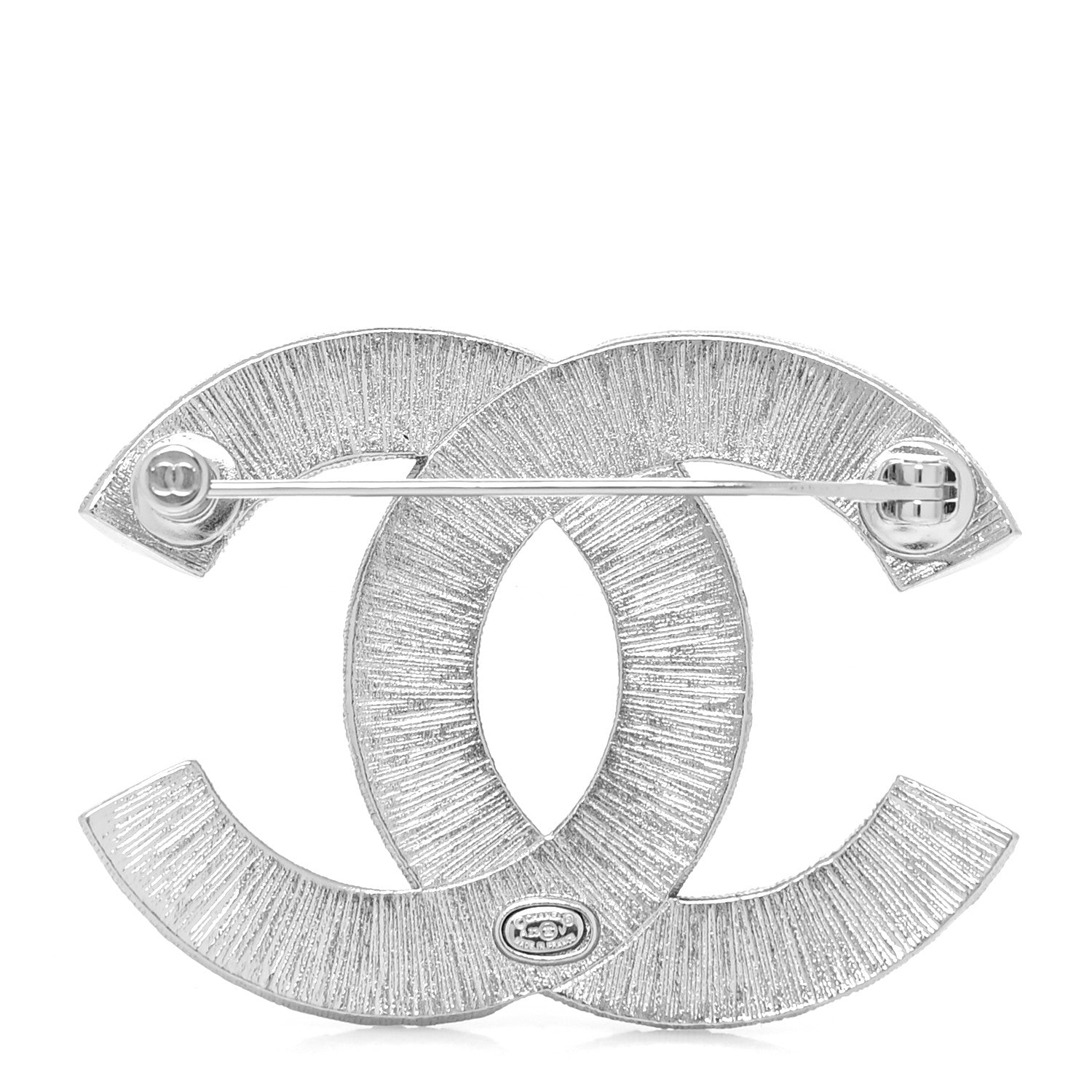 Chanel Baguette Crystal CC Brooch Silver 3 of 4