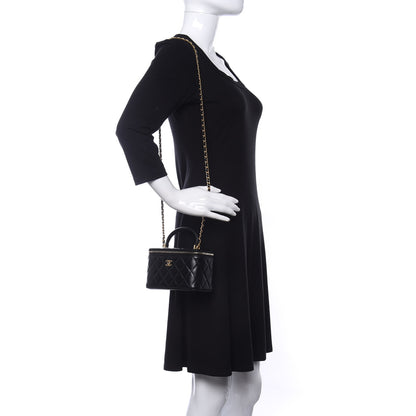 Chanel Lambskin Quilted Small Top Handle Vanity Case With Chain Black 2 of 11