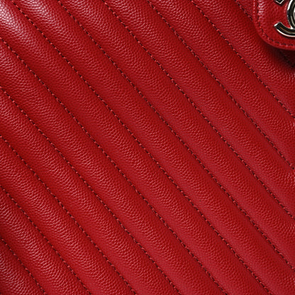 Chanel Caviar Chevron Quilted Framed Clutch Red 10 of 12