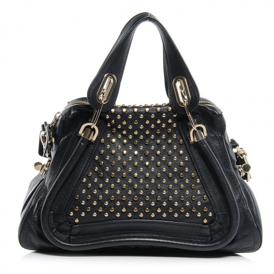 Leather Studded Medium Paraty Black