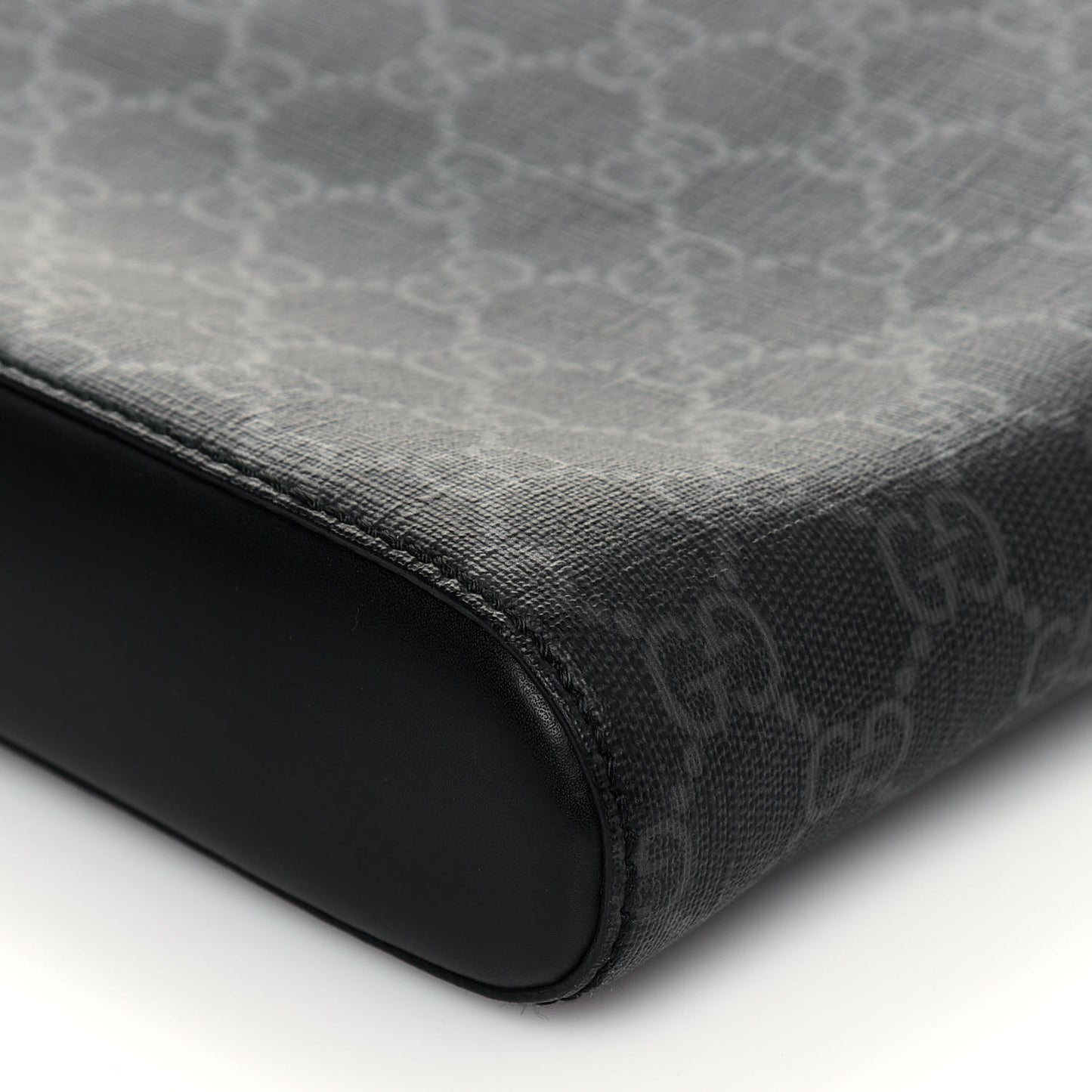 GG Supreme Monogram Appia Calfskin Web Flat Messenger Bag Black Grey