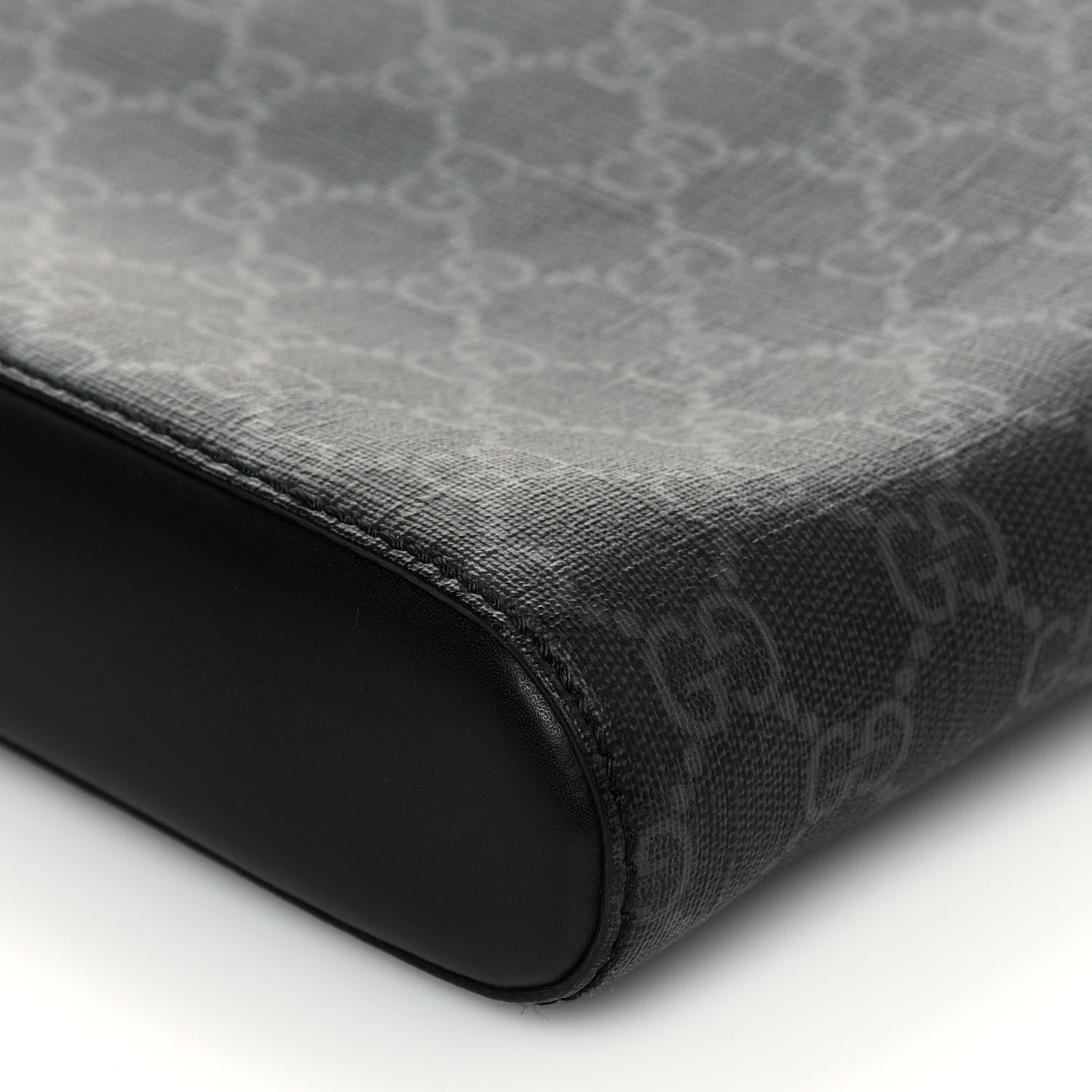Gucci GG Supreme Monogram Appia Calfskin Web Flat Messenger Bag Black Grey 9 of 12