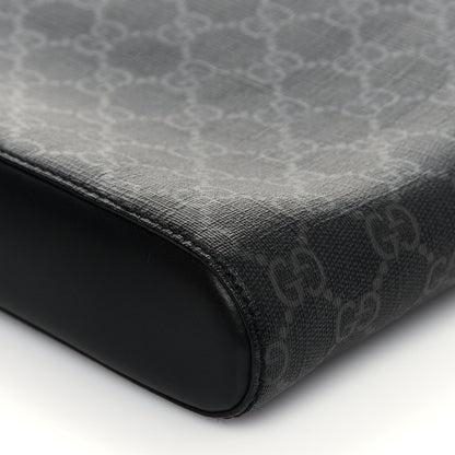 Gucci GG Supreme Monogram Appia Calfskin Web Flat Messenger Bag Black Grey 9 of 12