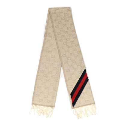 Gucci Wool Angora Monogram Web New Nikky Scarf Sand Blue 2 of 3