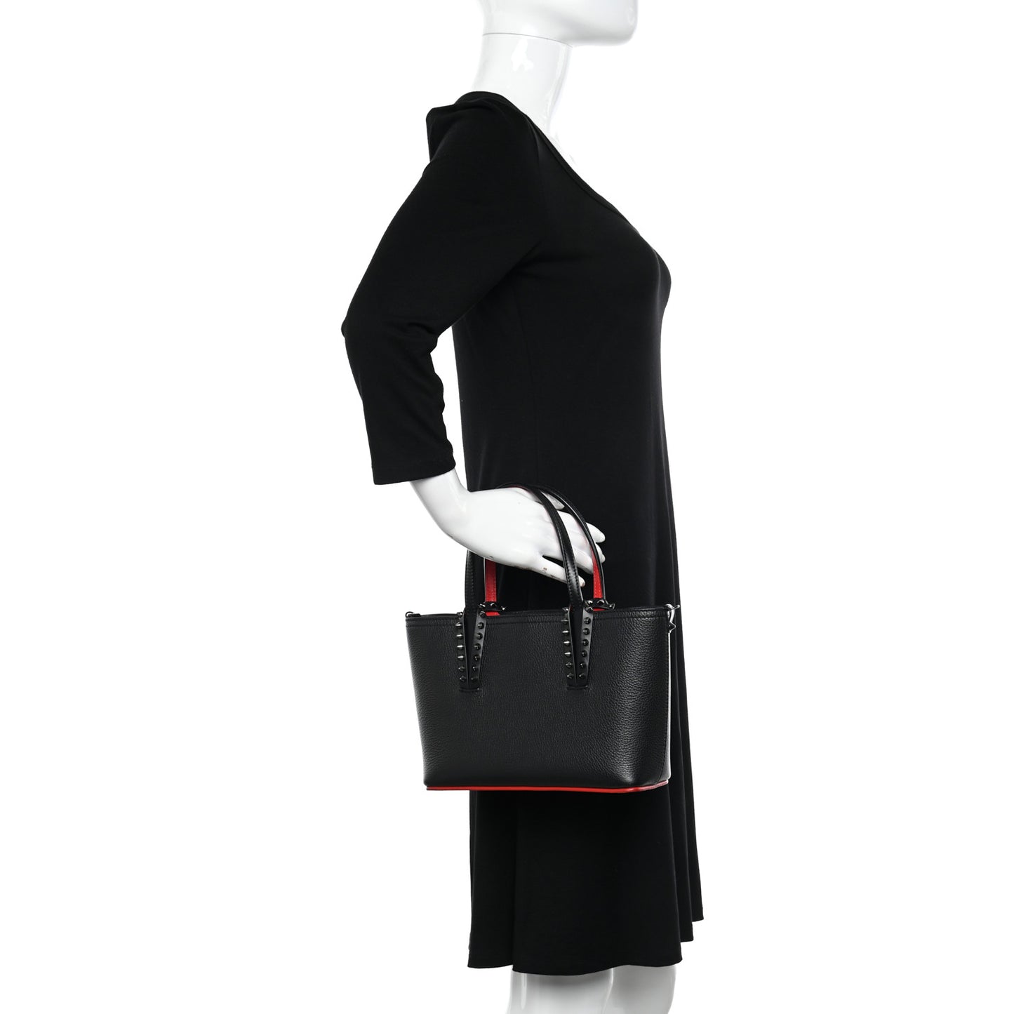 Calfskin Spikes Mini East West Cabata Tote Black