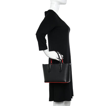 Christian Louboutin Calfskin Spikes Mini East West Cabata Tote Black 2 of 14