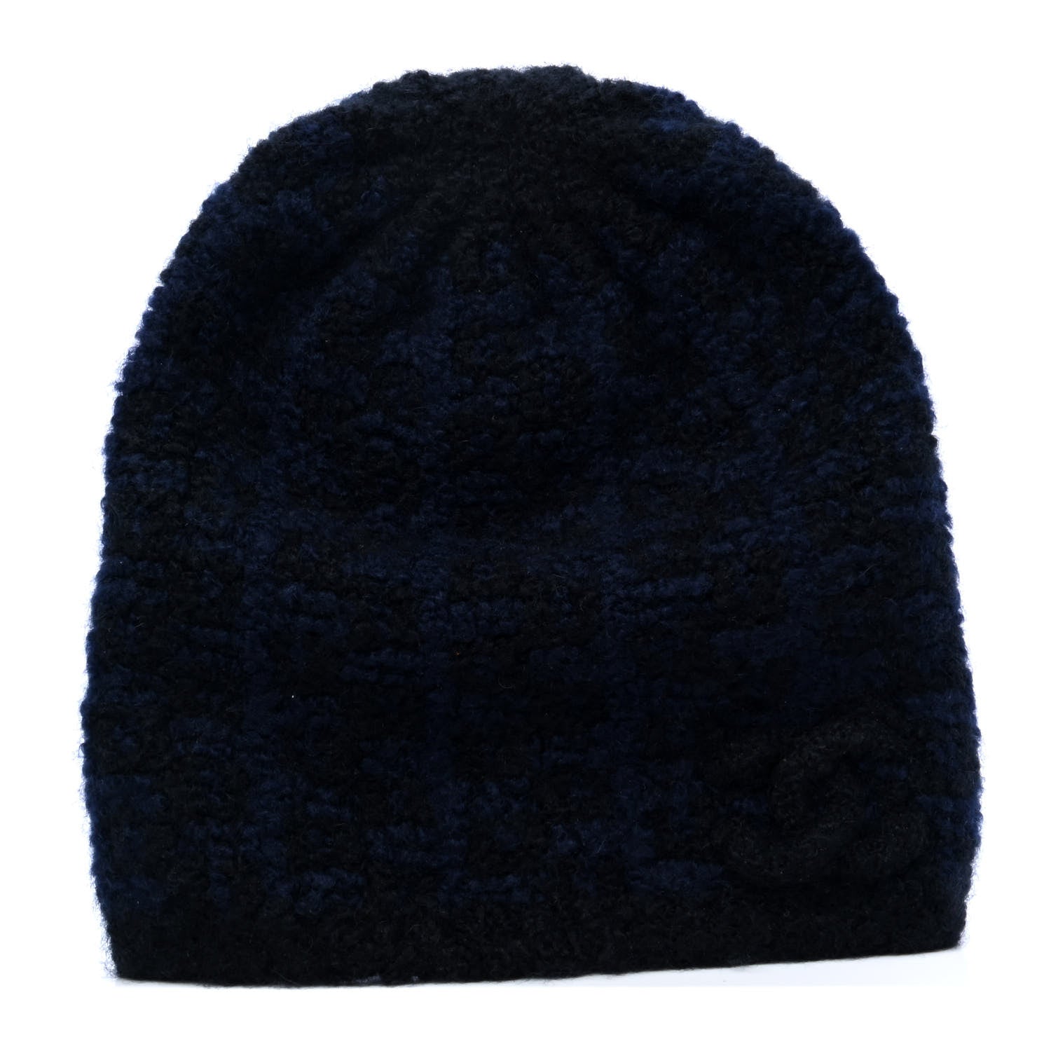 Chanel Cashmere Blend CC Beanie Hat Black Dark Blue 1 of 5
