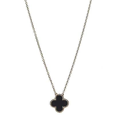 Van Cleef & Arpels 18K Yellow Gold Black Onyx Vintage Alhambra Pendant Necklace 1 of 11