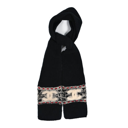 Chanel Wool Shearling CC Scarf Black White 1 of 3