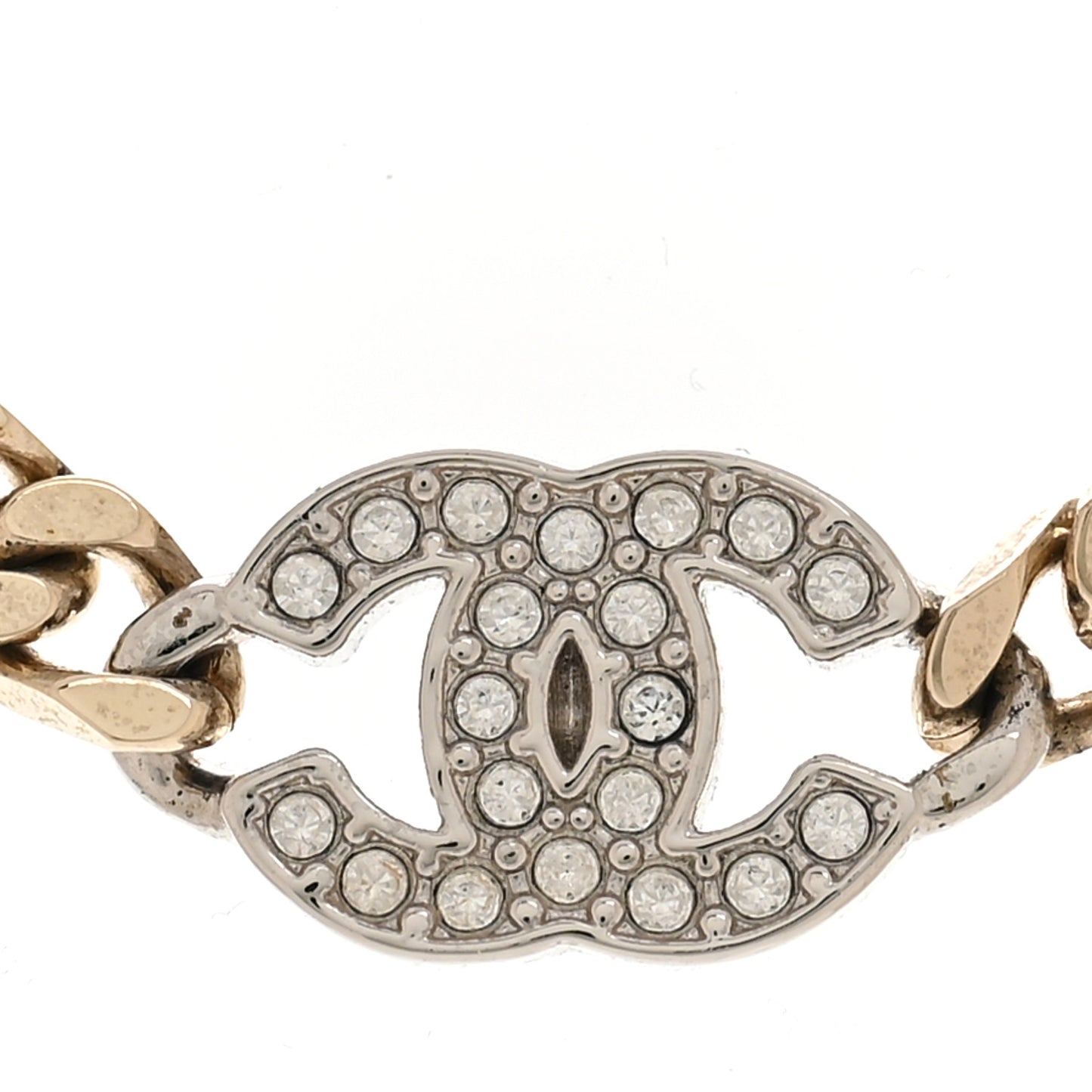 Crystal Chain CC Link Choker Gold Silver