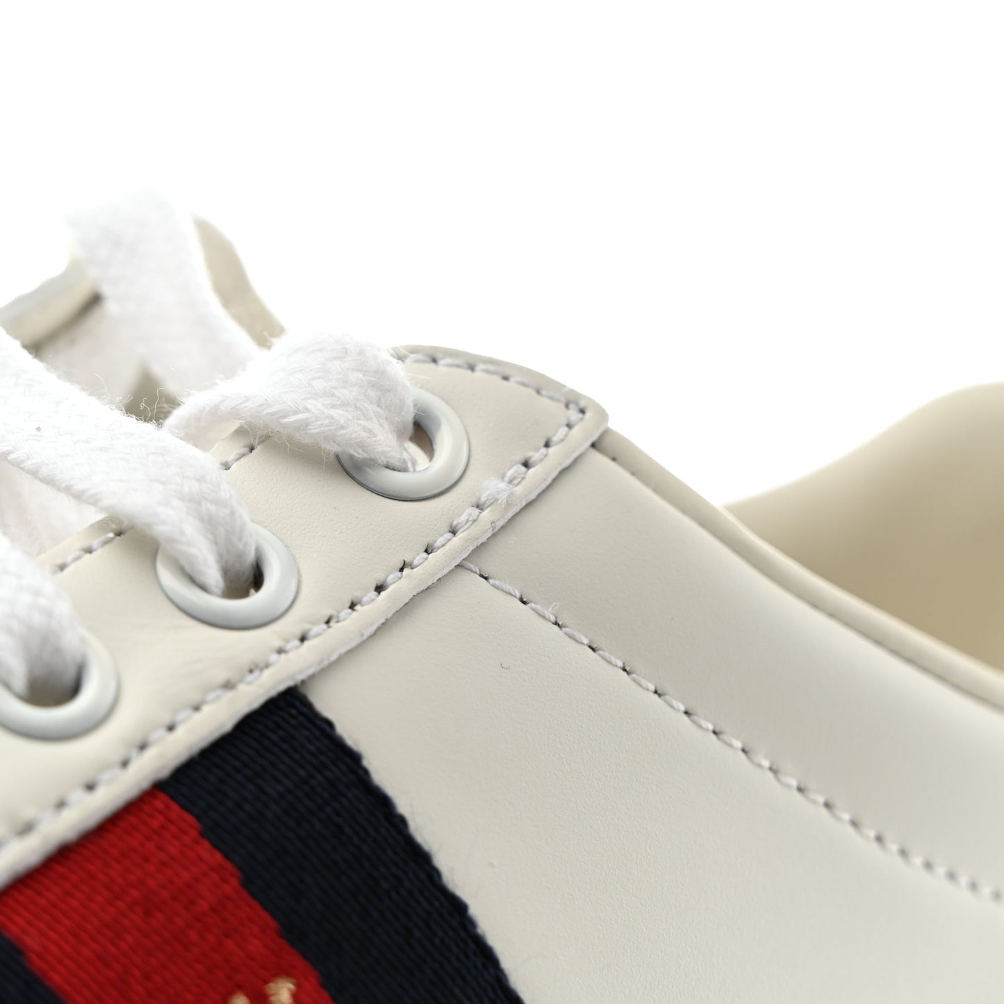 Calfskin Crystal Web Bee Embroidered Womens Ace Platform Sneakers 36 White