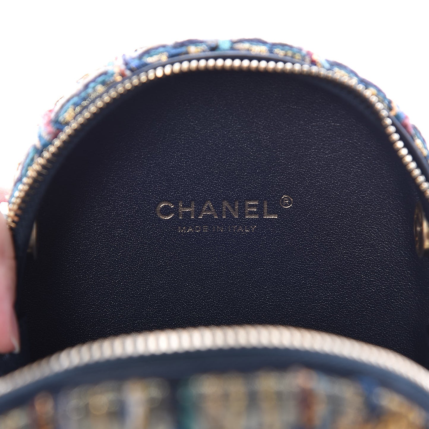 Tweed Camera Case Gold Blue Light Green Black