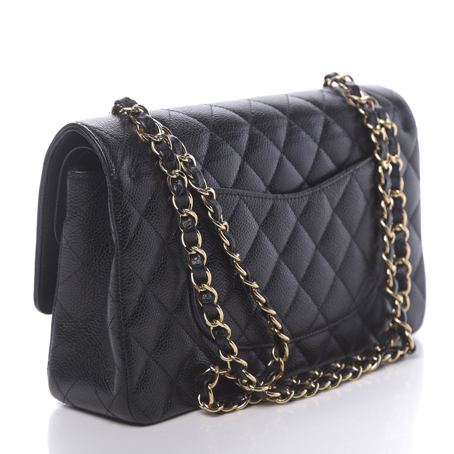 Caviar Quilted Medium Double Flap Black