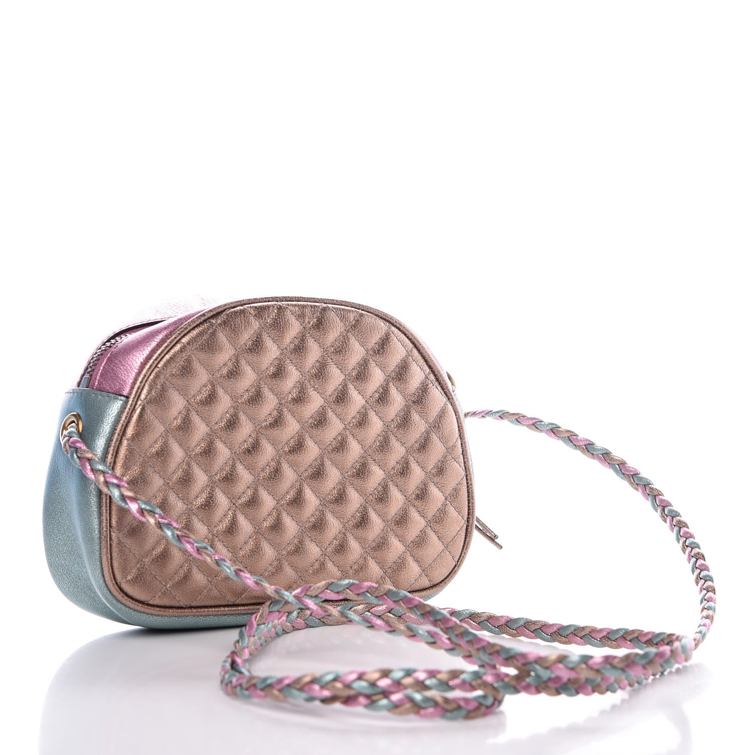 Gucci Laminated Nappa Trapuntata Mini Zumi Dome Shoulder Bag Rosa Lago Rame 3 of 8