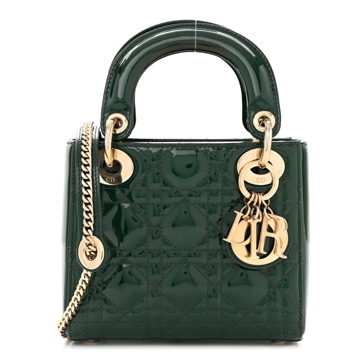 Christian Dior Patent Cannage Mini Lady Dior Pine Green 1 of 10