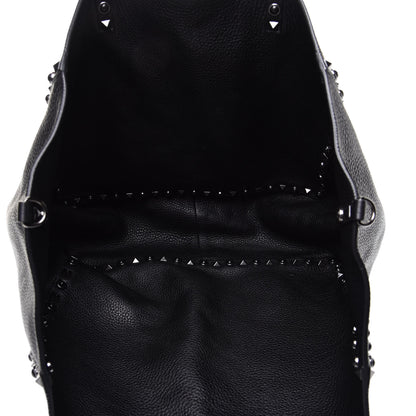 Valentino Garavani Grained Calfskin Medium Rolling Rockstud Reversible Tote Black 4 of 9