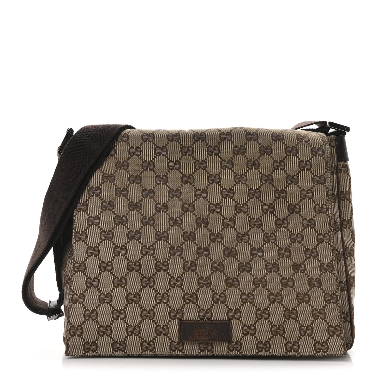 Monogram Small Flap Messenger Bag Beige Dark Brown