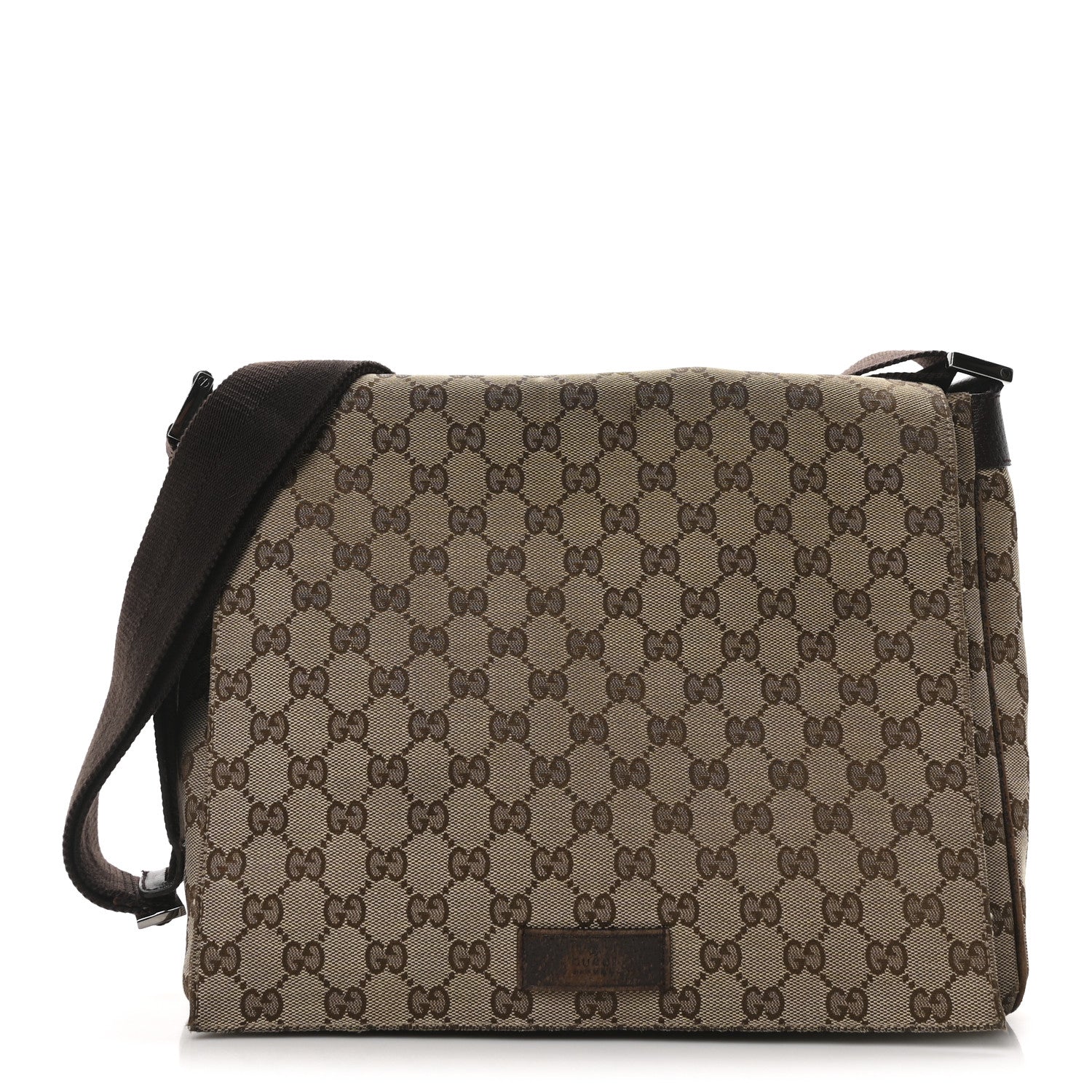 Gucci Monogram Small Flap Messenger Bag Beige Dark Brown 1 of 10
