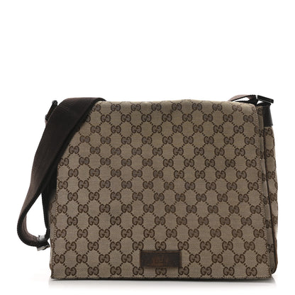 Gucci Monogram Small Flap Messenger Bag Beige Dark Brown 1 of 10